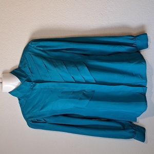 Nordstrom Town Square turquoise button down long sleeve shirt